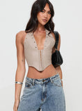 Palladia Faux Leather Jordy Corset Taupe