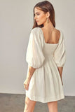 Make It Special White Crochet Puff Sleeve Mini Dress