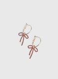 Goodnight And Go Bow Hoop Earrings Gold Red