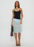Lyza Sheer Midi Skirt Blue Polka