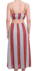Illusion Red Striped Midi Dress
