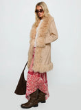 Josefina Faux Fur Detail Jacket Beige