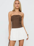 Sicialia Strapless Mini Dress Brown White