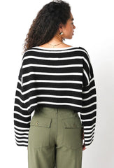 Carter Black Striped Cropped Sweater