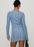 Postcodes Long Sleeve Mini Dress Blue