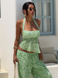 Finesse Halter Top Green Floral