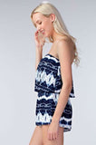 Seaside Navy Tie Dye Strapless Romper