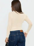 Victoire Long Sleeve Mesh Top Beige
