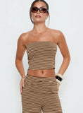 Timora Strapless Top Brown Stripe