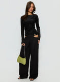 Vila Lettuce Trim Long Sleeve Top Black Zebra