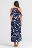 Grace Navy Floral Cold Shoulder Maxi Dress