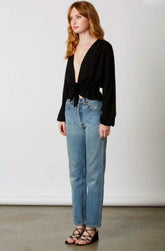 Mirabella Black Cinched Front Tie Top