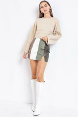 Luca Beige Cable Knit Bell Sleeve Sweater