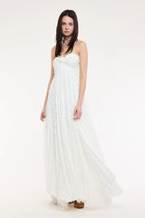 Willow White Clip Dot Strapless Maxi Dress