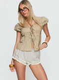 Rhubarb Lace Shorts Beige / Grey Check