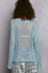Sola Blue Sheer Crochet Sweater