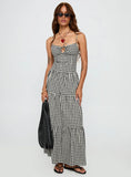 Avaleine Tiered Maxi Dress Black / White Check