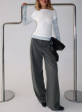 Sarito Low Rise Straight Leg Pants Grey