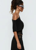 Marienna One Shoulder Lace Top Black