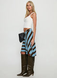 Esmeray Midi Skirt Retro Stripe Blue