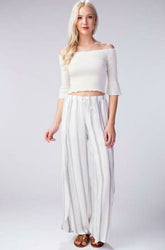 Amelia White Striped Drawstring Pants