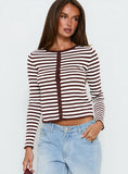 Elcie Button Up Cardigan Brown Stripe