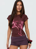 Raldor Short Sleeve Top Brown Floral