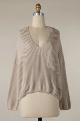 Brynn Beige V Neck Sweater