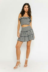 Take Me With You Navy Gingham Two Piece Dress