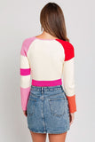 On Repeat Red Colorblock Cropped Sweater