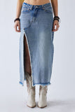 Arden Medium Wash Denim Midi Skirt