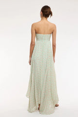 Willow Light Green Ditsy Floral Strapless Maxi Dress