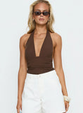 Cosmic Crush Ruched Halter Bodysuit Brown