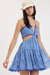 Garden Muse Blue Floral Halter Dress
