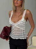 Raydon Lace Trim Cami Top White / Black Polka