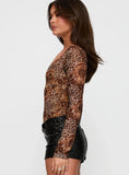 Elixia Long Sleeve Bodysuit Leopard