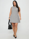 Alfalfa Shift Mini Dress Grey Stripe Curve