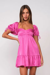 Addison Pink Puff Sleeve Mini Dress