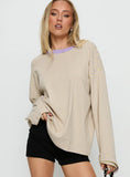 Settle Down Long Sleeve Top Lilac Lemon Stripe