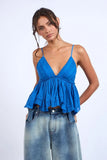 Lexi Blue Ruffle Babydoll Cami Top