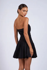 Marcuss Black Bubble Hem Tube Mini Dress