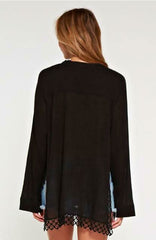 Cassandra Black Lace Bell Sleeve Top