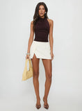 Off Kilter Split Mini Skirt White