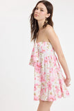 Sammie Pink Floral Eyelet Strapless Mini Dress