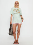 Old School Oversized Hawaii Graphic Tee Green