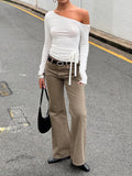 Kastor One Shoulder Long Sleeve Top White
