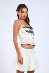 Emery White Satin Lace Cami Top