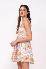 Andriana Lavender Floral Babydoll Cami Mini Dress