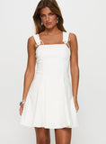 Honey Suckle Tie Up Mini Dress White