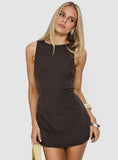 Yumiko Romper Brown Pinstripe Tall